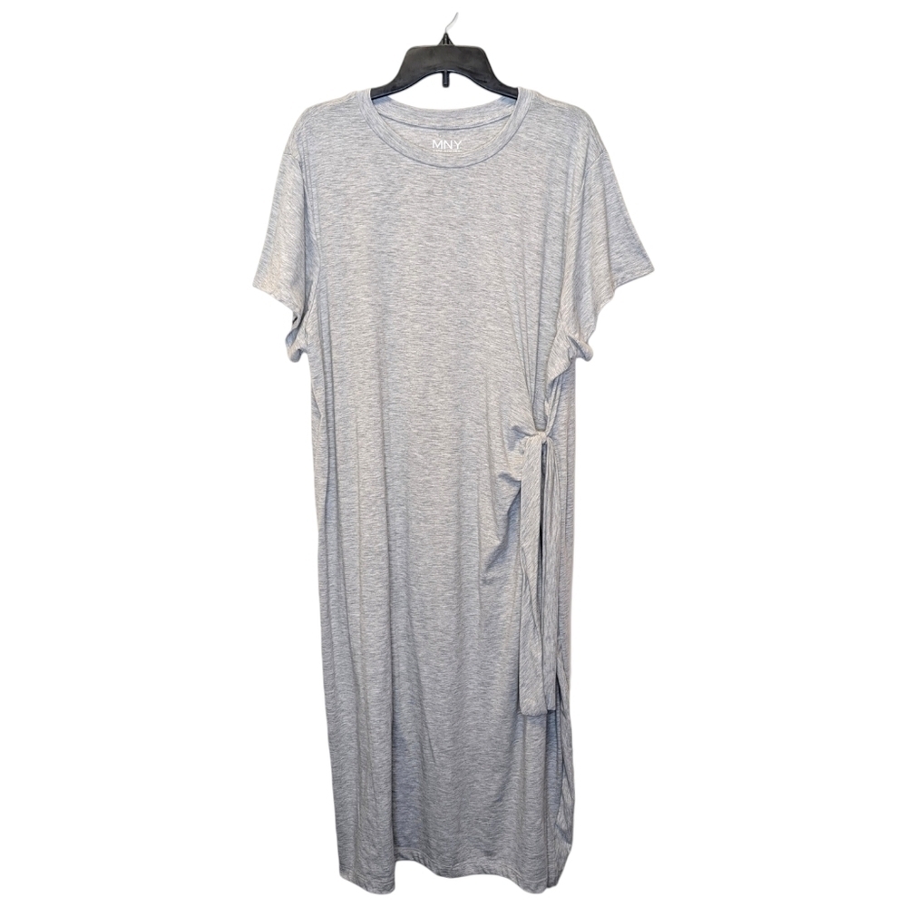 Marc New York Performance Front Tie Knot Dress Short Sleeve Crew Neck Gray 3X